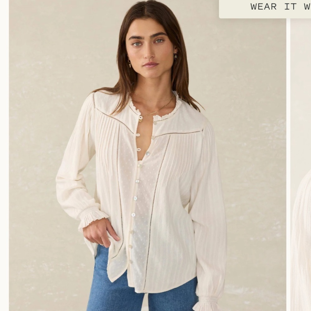 Faherty white top size small - image 3